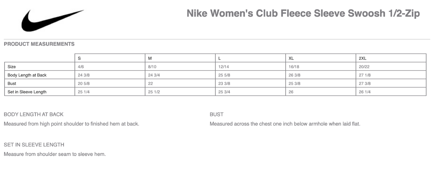 Womens Nike Club Fleece Sleeve Swoosh 1/2 Zip